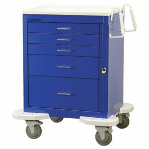 LAKESIDE MANUFACTURING C-524-B-1B General Medical Supply Cart with Drawers, Steel, Swivel/ Swivel with Brake, Blue | CR8MLQ 460K59