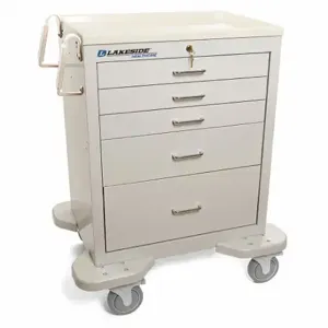 LAKESIDE MANUFACTURING C-524-K-1G General Medical Supply Cart with Drawers, Steel, Swivel/ Swivel with Brake, Gray | CR8MLT 460K60