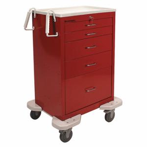 LAKESIDE MANUFACTURING C-530-K-1R General Medical Supply Cart with Drawers, Steel, Swivel/ Swivel with Brake, Red, Red | CR8MLY 19H275