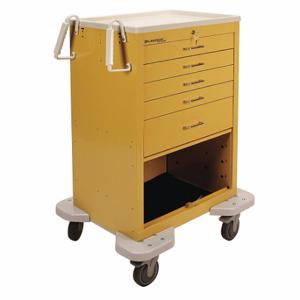 LAKESIDE MANUFACTURING C-530-P2K-1Y General Medical Supply Cart with Drawers, Steel, Swivel/ Swivel with Brake, Yellow | CR8MMF 19H268