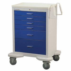 LAKESIDE MANUFACTURING C-627-K-2B Medical Procedure Cart, Steel, Swivel/ Swivel with Brake, Gray, Dark Blue | CR8MMH 460K63