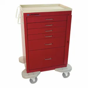 LAKESIDE MANUFACTURING C-630-B-1R Medical Procedure Cart, Steel, Swivel/ Swivel with Brake, Red, Red | CR8MMM 460K66