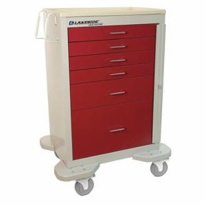 LAKESIDE MANUFACTURING C-630-B-2R Medical Procedure Cart, Steel, Swivel/ Swivel with Brake, Red, Red | CR8MMN 460K67