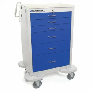 LAKESIDE MANUFACTURING C-630-K-2B General Medical Supply Cart with Drawers, Steel, Swivel/ Swivel with Brake, Gray | CR8MLU 460K69