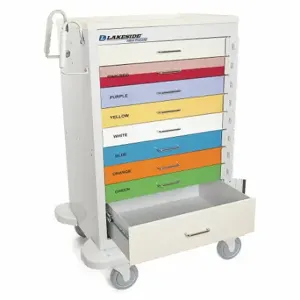 LAKESIDE MANUFACTURING SP-930-IB-PED Medical Procedure Cart, Steel, Swivel/ Swivel with Brake, Gray, Varied | CR8MMK 460K82