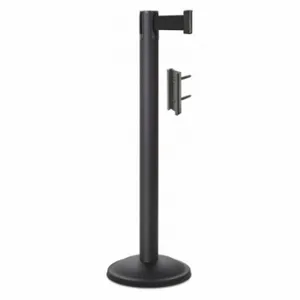 LAVI 26-20400WB/BK/KIT Barrier Post With Belt, Steel, Black Wrinkle, 38 1/2 Inch Post Height | CR8NAH 53DX20