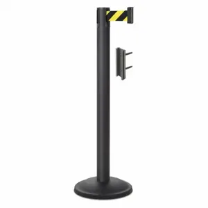 LAVI 26-20400WB/SF/KIT Barrier Post With Belt, Steel, Black Wrinkle, 38 1/2 Inch Post Height | CR8NAW 53DX24