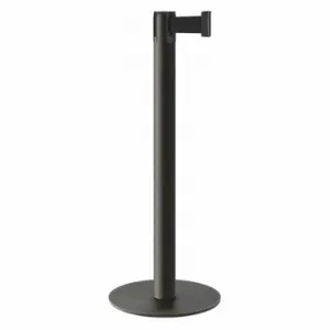 LAVI 26-40703/WB/BK Barrier Post With Belt, Steel, Black Wrinkle, 40 Inch Post Height, 2 3/4 Inch Post Dia | CR8NAJ 53DX05