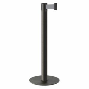 LAVI 26-40703/WB/GY Barrier Post With Belt, Steel, Black Wrinkle, 40 Inch Post Height, 2 3/4 Inch Post Dia | CR8NAK 53DX06