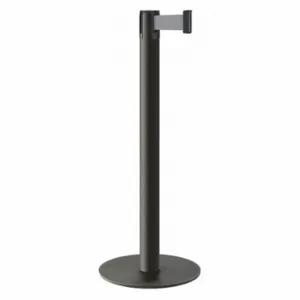 LAVI 26-40703/WB/GY Barrier Post With Belt, Steel, Black Wrinkle, 40 Inch Post Height, 2 3/4 Inch Post Dia | CR8NAK 53DX06