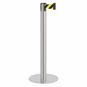 LAVI 44-40703/SF Barrier Post With Belt, Steel, Satin, 40 Inch Post Height, 2 3/4 Inch Post Dia | CR8NAQ 53DX14