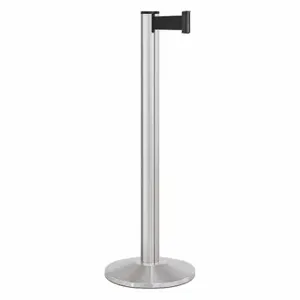 LAVI 50-3000A/SA/BK Barrier Post With Belt, Satin, 40 Inch Post Height, 2 3/4 Inch Post Dia, Sloped | CR8MZQ 53DW69