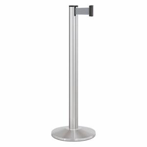 LAVI 50-3000A/SA/GY Barrier Post With Belt, Satin, 40 Inch Post Height, 2 3/4 Inch Post Dia, Sloped | CR8NAV 53DW70