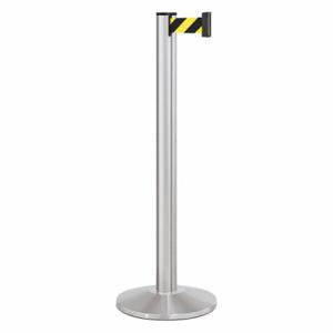 LAVI 50-3000A/SA/SF Barrier Post With Belt, Satin, 40 Inch Post Height, 2 3/4 Inch Post Dia, Sloped | CR8MZN 53DW73
