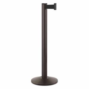 LAVI 50-3000A/SB/BK Barrier Post With Belt, Satin Brass, 40 Inch Post Height, 2 3/4 Inch Post Dia, Sloped | CR8MZM 53DW79