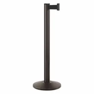 LAVI 50-3000A/SB/BK Barrier Post With Belt, Satin Brass, 40 Inch Post Height, 2 3/4 Inch Post Dia, Sloped | CR8MZM 53DW79