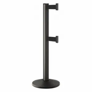 LAVI 50-3000DL/WB/BK Barrier Post With Belt, Black Wrinkle, 40 Inch Post Height, 2 3/4 Inch Post Dia, Sloped | CR8MZC 53DX30