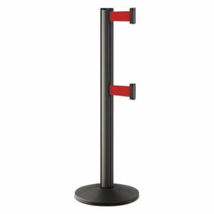 LAVI 50-3000DL/WB/RD Barrier Post With Belt, Black Wrinkle, 40 Inch Post Height, 2 3/4 Inch Post Dia | CR8NAU 53DX33
