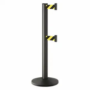 LAVI 50-3000DL/WB/SF Barrier Post With Belt, Black Wrinkle, 40 Inch Post Height, 2 3/4 Inch Post Dia, Sloped | CR8MZF 53DX32