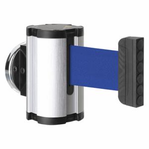 LAVI 50-3010MG/SA/BL Retractable Belt Barrier, Blue, Satin Aluminum, 7 ft Belt Length | CR8NET 52YY27