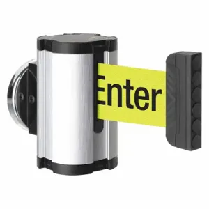 LAVI 50-3010MG/SA/FY/S6 Retractable Belt Barrier, Yellow, Caution - Do Not Enter, Satin Aluminum | CR8NFX 52YY30