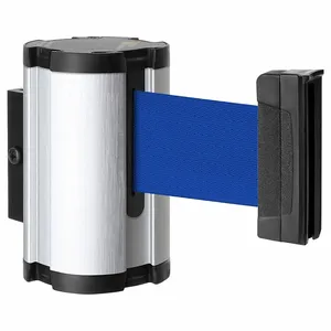 LAVI 50-3010SA/BL Retractable Belt Barrier, Blue, Satin Aluminum, 7 ft Belt Length | CR8NEU 52YY06