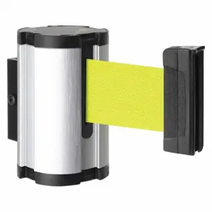 LAVI 50-3010SA/FY Retractable Belt Barrier, Yellow, Satin Aluminum, 7 ft Belt Length | CR8NGK 52YY08