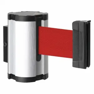 LAVI 50-3010SA/RD Retractable Belt Barrier, Red, Satin Aluminum, 7 ft Belt Length | CR8NFC 52YY05