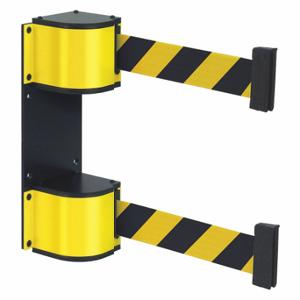 LAVI 50-3015DL/YL/18/SF/BE Dual Retractable Belt Barrier, Black And Yellow Diagonal Striped, Powder Coated | CR8NED 407J36