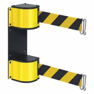 LAVI 50-3015DL/YL/18/SF/SH Dual Retractable Belt Barrier, Black And Yellow Diagonal Striped, Powder Coated | CR8NEE 407J35