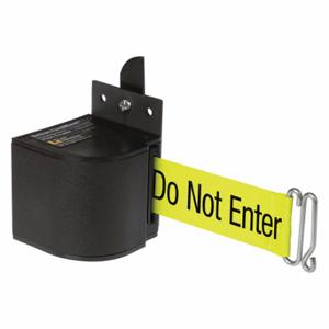 LAVI 50-3017WB/18/FY/S6 Warehouse Fixed Mount Retractable Belt Barrier, Yellow, Caution - Do Not Enter, Wrinkle | CR8NDG 52YZ26