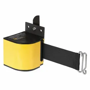 LAVI 50-3017YL/18/BK Warehouse Fixed Mount Retractable Belt Barrier, Black, PoWidther Coated, 18 ft Belt Length | CR8NDC 52YZ14