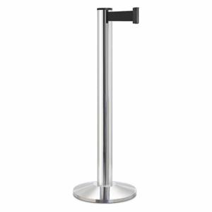 LAVI 50-3100A/CL/BK Barrier Post With Belt, Chrome, 40 Inch Post Height, 2 3/4 Inch Post Dia, Sloped | CR8NAR 53DW94