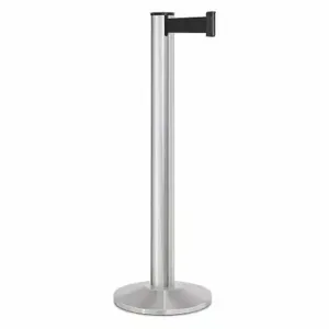 LAVI 50-3100A/SA/BK Barrier Post With Belt, Satin, 40 Inch Post Height, 2 3/4 Inch Post Dia, Sloped | CR8MZR 53DW89