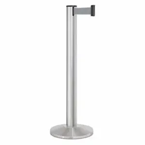 LAVI 50-3100A/SA/GY Barrier Post With Belt, Satin, 40 Inch Post Height, 2 3/4 Inch Post Dia, Sloped | CR8MZT 53DW90