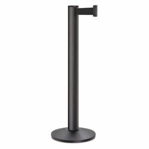 LAVI 50-3100A/WB/BK Barrier Post With Belt, Black Wrinkle, 40 Inch Post Height, 2 3/4 Inch Post Dia, Sloped | CR8MYY 53DW84