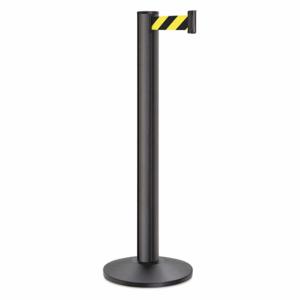 LAVI 50-3100A/WB/SF Barrier Post With Belt, Black Wrinkle, 40 Inch Post Height, 2 3/4 Inch Post Dia, Sloped | CR8MYZ 53DW88