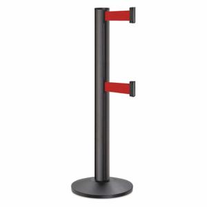 LAVI 50-3100DL/WB/RD Barrier Post With Belt, Black Wrinkle, 40 Inch Post Height, 2 3/4 Inch Post Dia | CR8MZG 53DX37