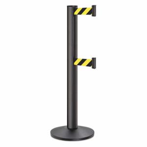 LAVI 50-3100DL/WB/SF Barrier Post With Belt, Black Wrinkle, 40 Inch Post Height, 2 3/4 Inch Post Dia, Sloped | CR8MZE 53DX36