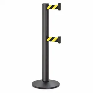 LAVI 50-3100DL/WB/SF Barrier Post With Belt, Black Wrinkle, 40 Inch Post Height, 2 3/4 Inch Post Dia, Sloped | CR8MZE 53DX36