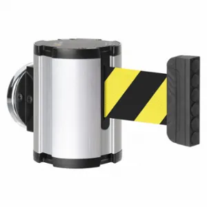 LAVI 50-41300MG/SA/SF Retractable Belt Barrier, Yellow/Black, Satin Aluminum, 13 ft Belt Length | CR8NHH 52YY77