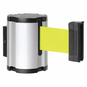 LAVI 50-41300SA/FY Retractable Belt Barrier, Yellow, Satin Aluminum, 13 ft Belt Length | CR8NGG 52YY57