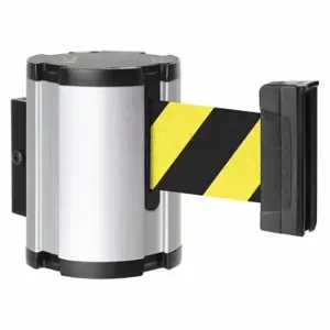 LAVI 50-41300SA/SF Retractable Belt Barrier, Yellow/Black, Satin Aluminum, 13 ft Belt Length | CR8NGV 52YY56