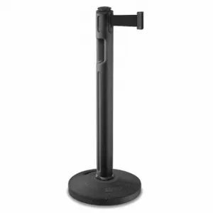 LAVI 80-5000R/BK/BK Barrier Post With Belt, High Density Polyethylene, Textured, 38 1/4 Inch Post Height | CR8MZW 52ZA51