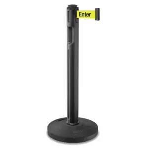 LAVI 80-5000R/BK/FY/S6 Barrier Post With Belt, High Density Polyethylene, Textured, 38 1/4 Inch Post Height | CR8MZU 52ZA64