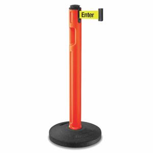 LAVI 80-5000R/OR/FY/S6 Barrier Post With Belt, High Density Polyethylene, Textured, 38 1/4 Inch Post Height | CR8NAE 52YZ91