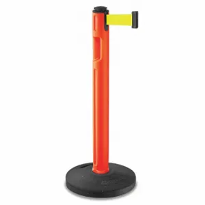 LAVI 80-5000R/OR/FY Barrier Post With Belt, High Density Polyethylene, Textured, 38 1/4 Inch Post Height | CR8NAF 52YZ89