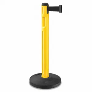 LAVI 80-5000R/YL/BK Barrier Post With Belt, High Density Polyethylene, Textured, 38 1/4 Inch Post Height | CR8NAB 52ZA15