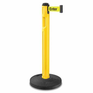 LAVI 80-5000R/YL/FY/S6 Barrier Post With Belt, High Density Polyethylene, Textured, 38 1/4 Inch Post Height | CR8NAA 52ZA28