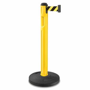 LAVI 80-5000R/YL/SF Barrier Post With Belt, High Density Polyethylene, Textured, 38 1/4 Inch Post Height | CR8MZX 52ZA25